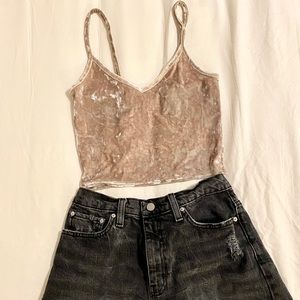 Urban Outfitters Cropped Velvet Tank Top